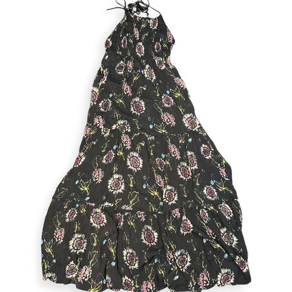INTIMATELY FREE PEOPLE Women’s Black Pink Floral Tiered Garden Party Maxi Dress - Picture 3 of 6